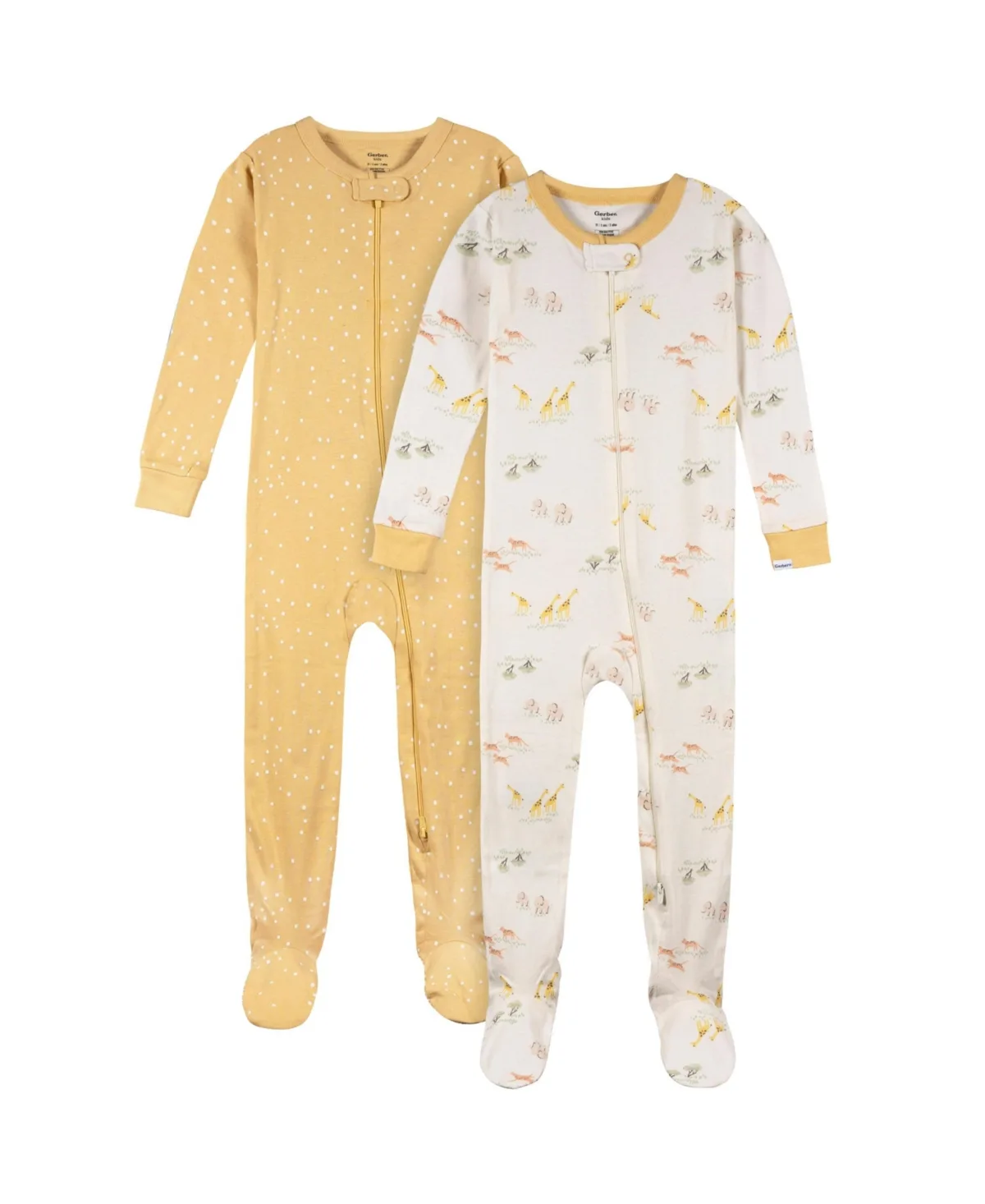 Snug Fit Footed Pajamas, 2-Pack, Safari by Gerber