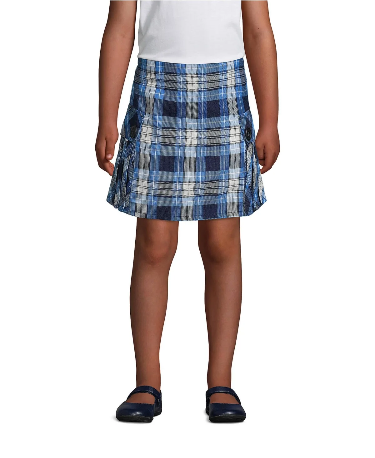 Side Pleat Plaid Skort Above the Knee by Lands' End