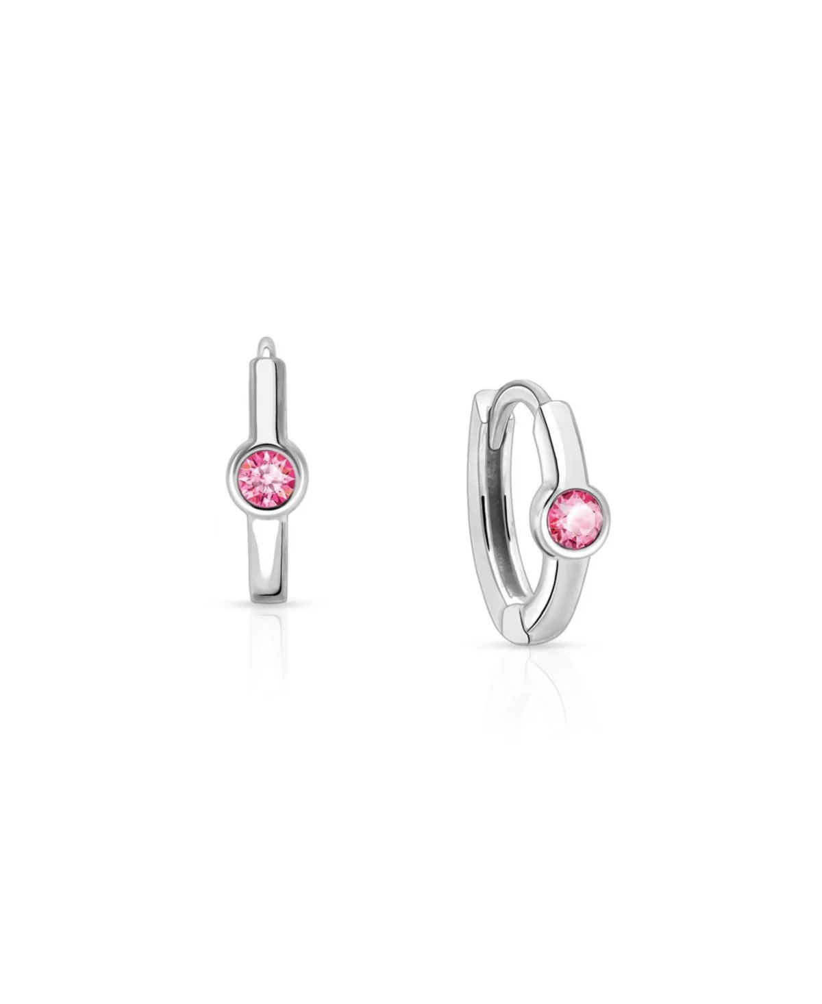 Sterling Silver 9mm Birthstone Huggie Hoops Earrings by Tiny Blessings