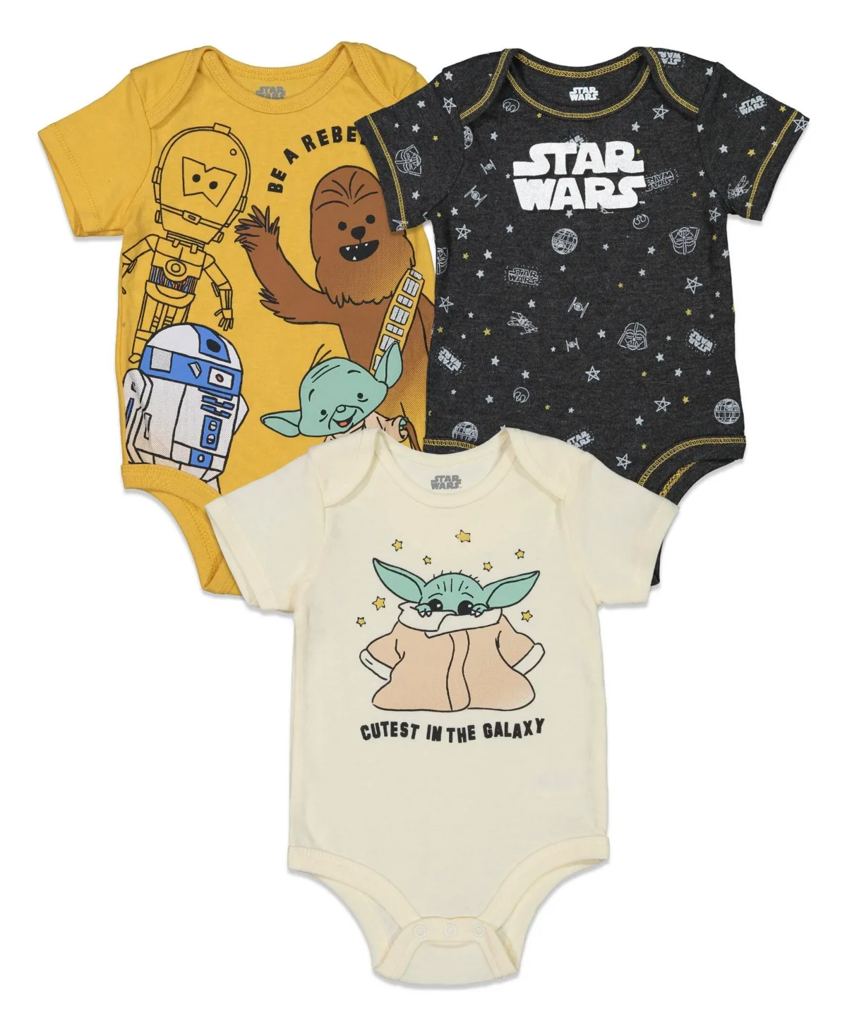 Yoda R2-D2 Chewbacca 3 Pack Bodysuits by Star Wars