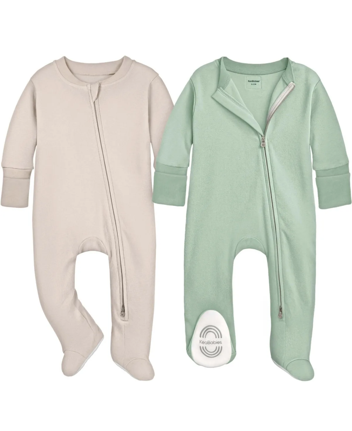 Soothe Sleep N' Play Footed Pajama, 2-Pack Cotton Baby Sleepers, Soft Newborn Sleepers with Mitten Cuffs by Keababies