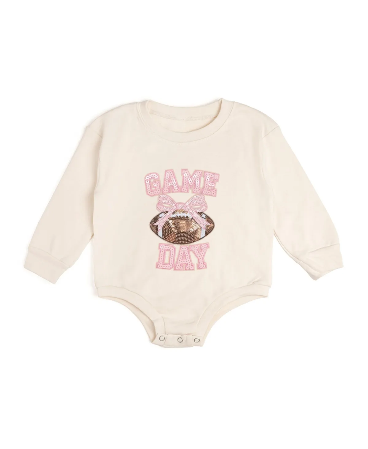 Game Day Sequin Patch Long Sleeve Romper by Sweet Wink
