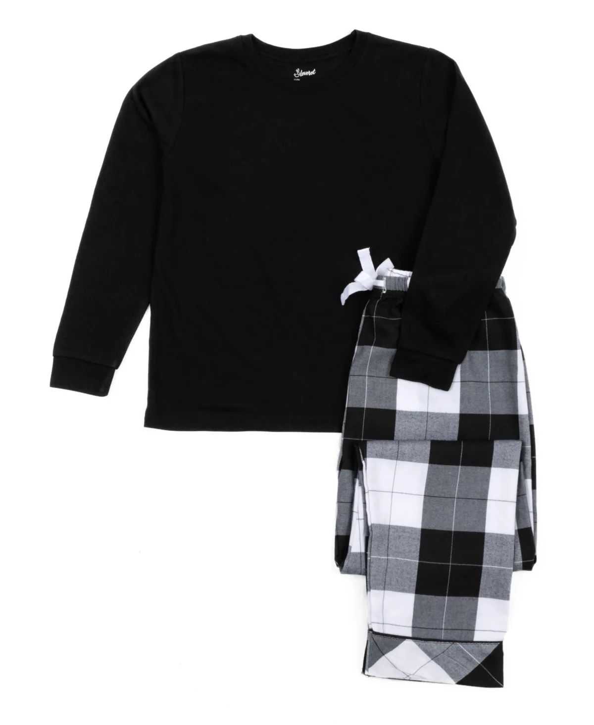 Cotton Top and Flannel Plaid Holiday Pajama Set by Leveret