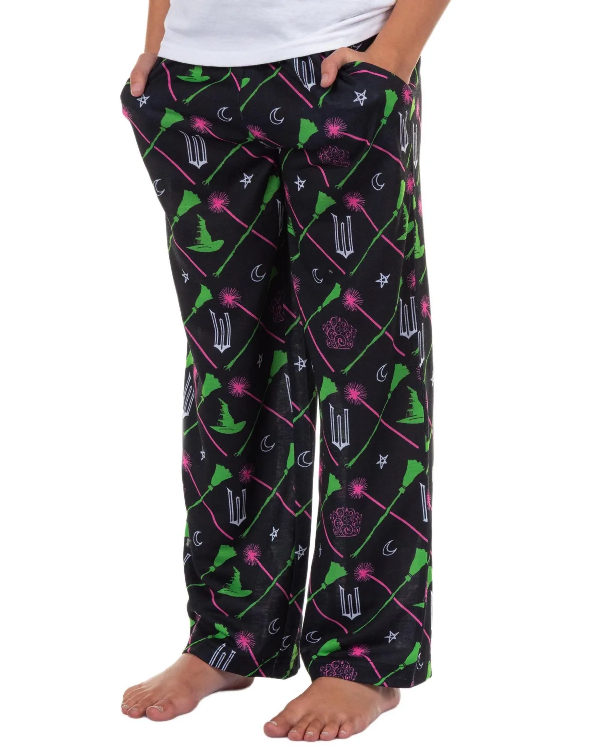Pajama Pants Elphaba and Glinda Broom Wand Charms Sleepwear Lounge Bottoms by Wicked