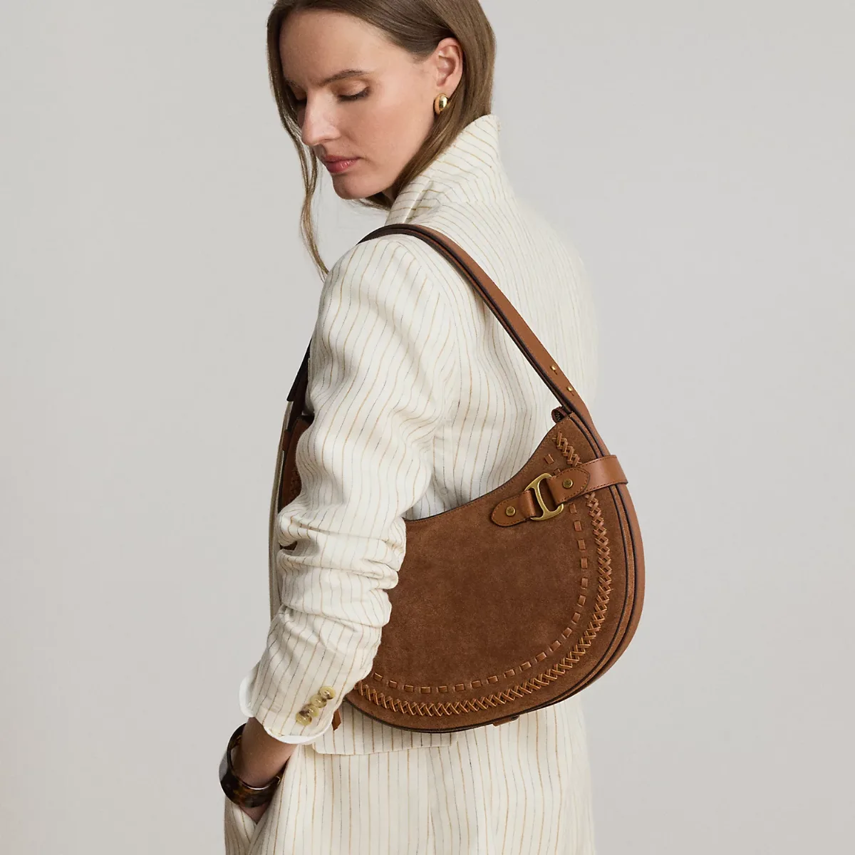 Whipstitched Large Tasha Shoulder Bag