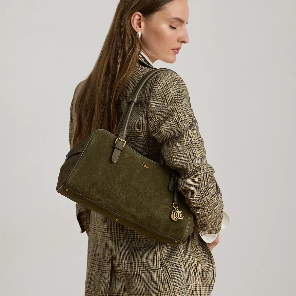 Suede Large Marcy Zip Satchel by Lauren Ralph Lauren