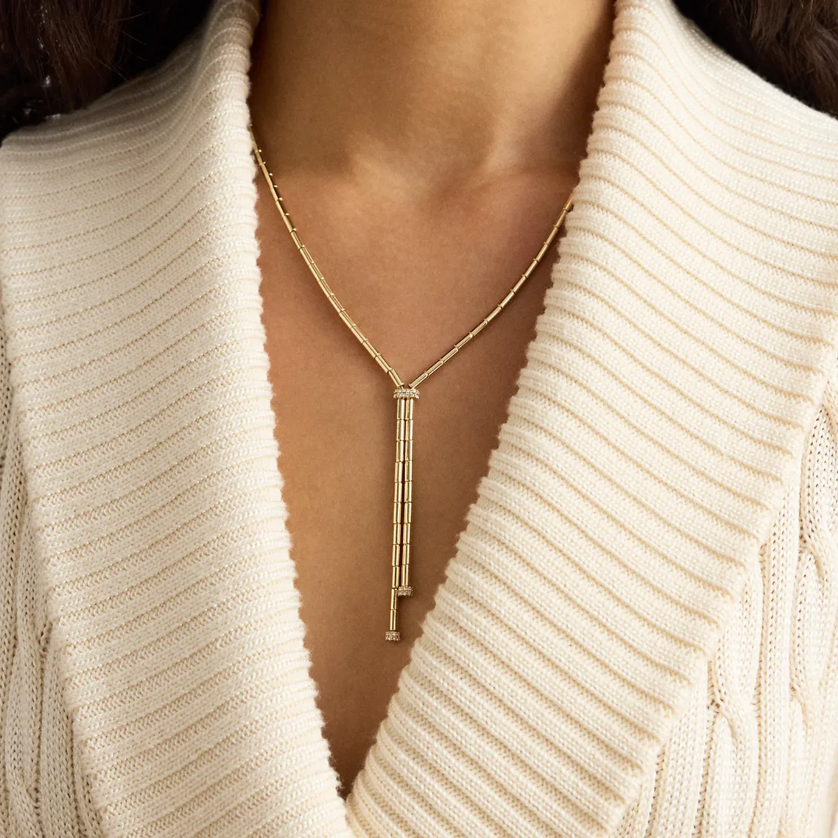 Pavé Gold-Plated Beaded Y-Necklace by Lauren Ralph Lauren
