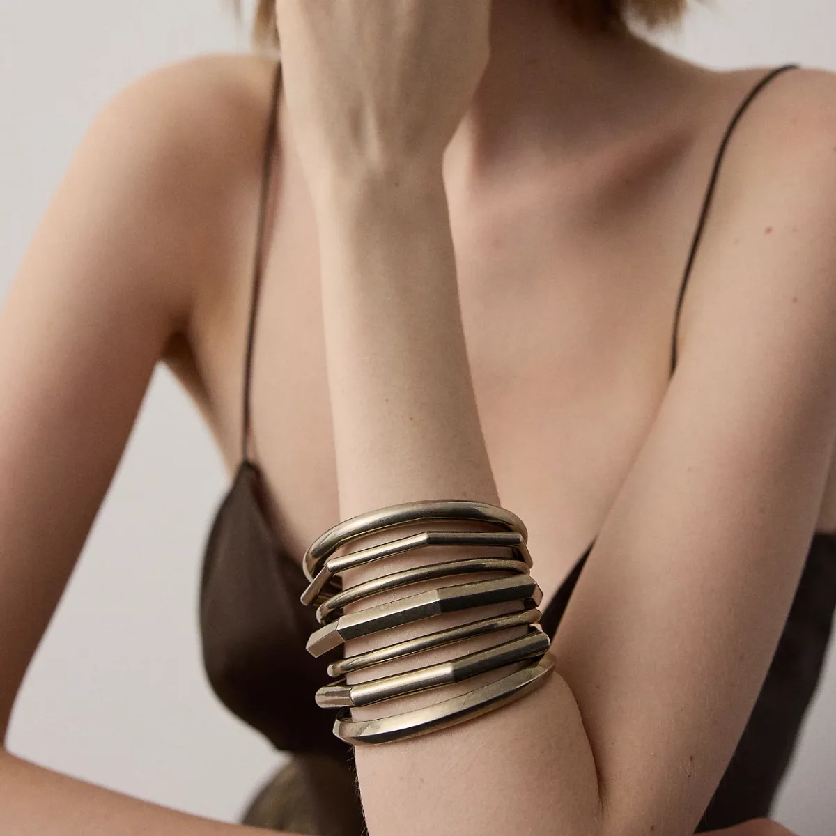 Antiqued Silver-Tone Orbit Cuff