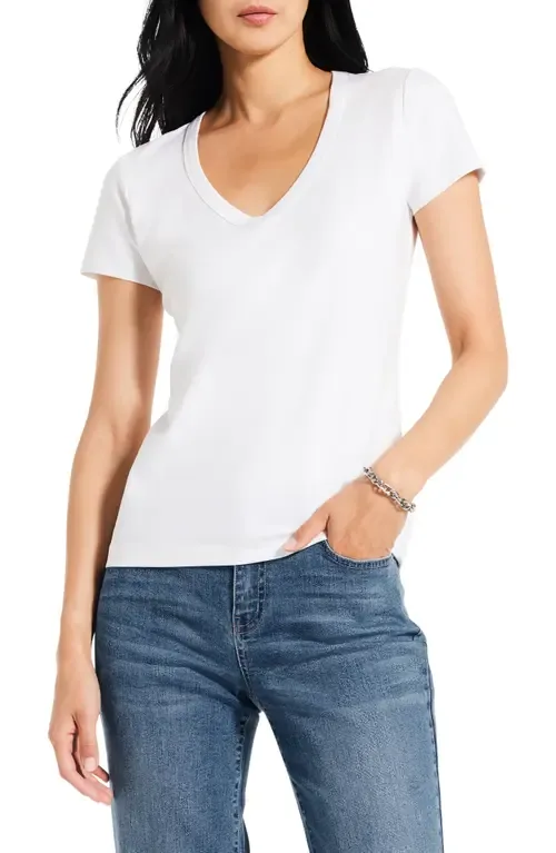 Perfect V-Neck Cotton Blend T-Shirt by NIC+ZOE