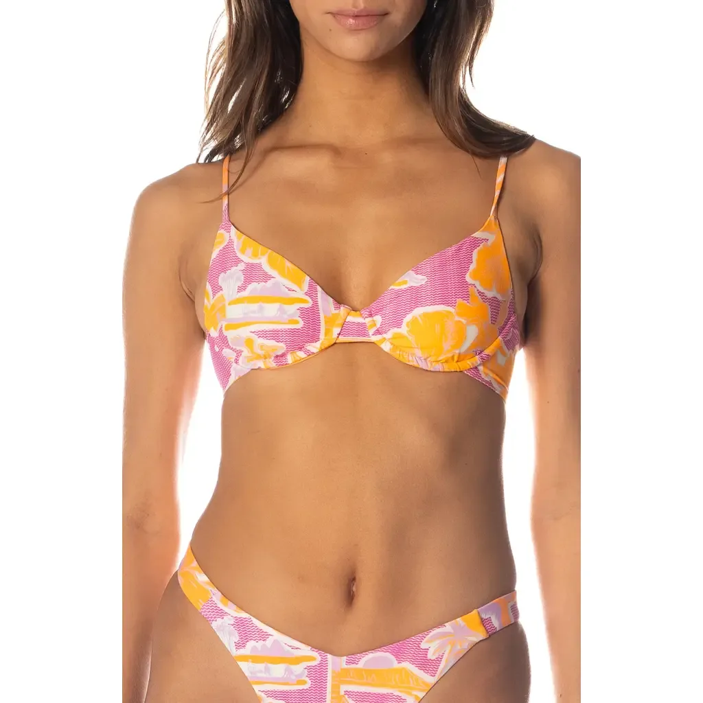 Flamingo Glow Dainty Reversible Underwire Bikini Top by Maaji