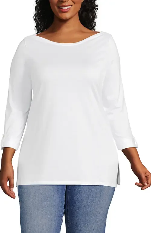Supima Cotton Adjustable 3/4 Sleeve Boatneck Tunic by Lands' End
