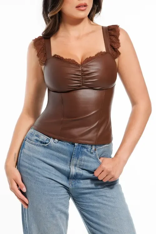 Lace Trim Sculpting Camisole Top by Popilush