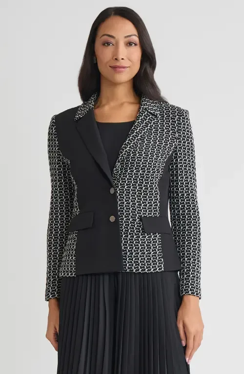 Tailored Mixed Media Tweed Knit Blazer by Misook