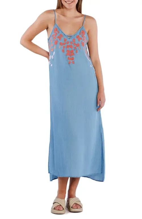 Flower Garden Cotton Blend Slipdress - Denim by Billy T