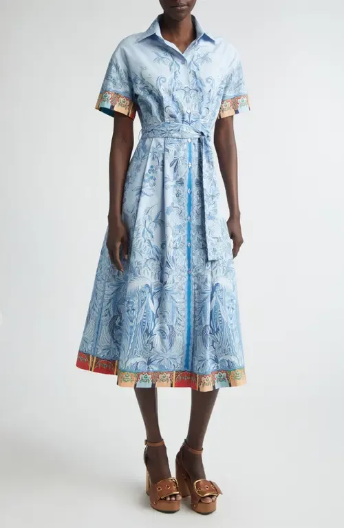 Short Sleeve Poplin Midi Shirtdress by Etro