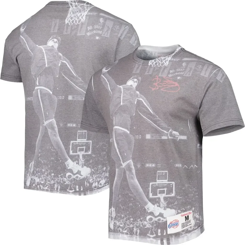Mitchell & Ness Brent Barry Heather Gray LA Clippers Above the Rim T-Shirt by Mitchell & Ness