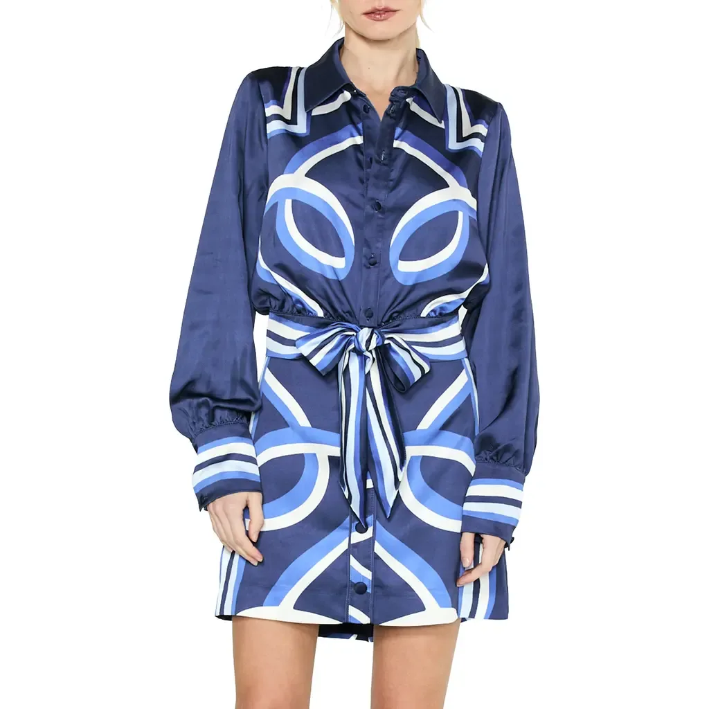 Zaria Printed Tie Waist Shirt by CIEBON