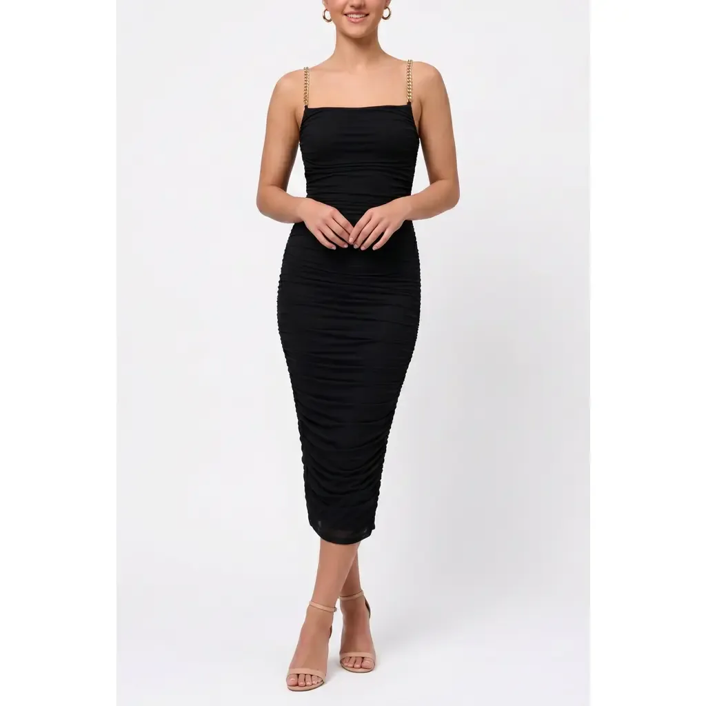 Sivon Sleeveless Ruched Midi Dress by RACHEL Rachel Roy