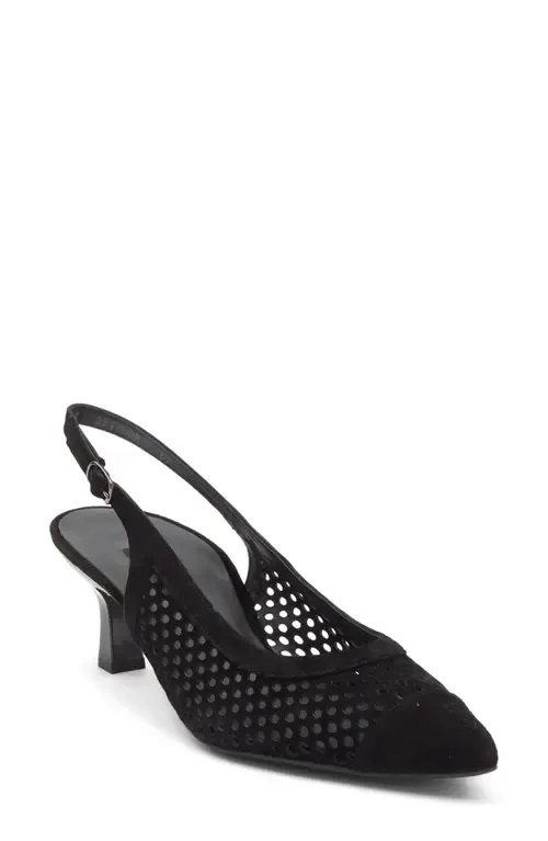 Derby Slingback Pump in Black Suede by Paul Green