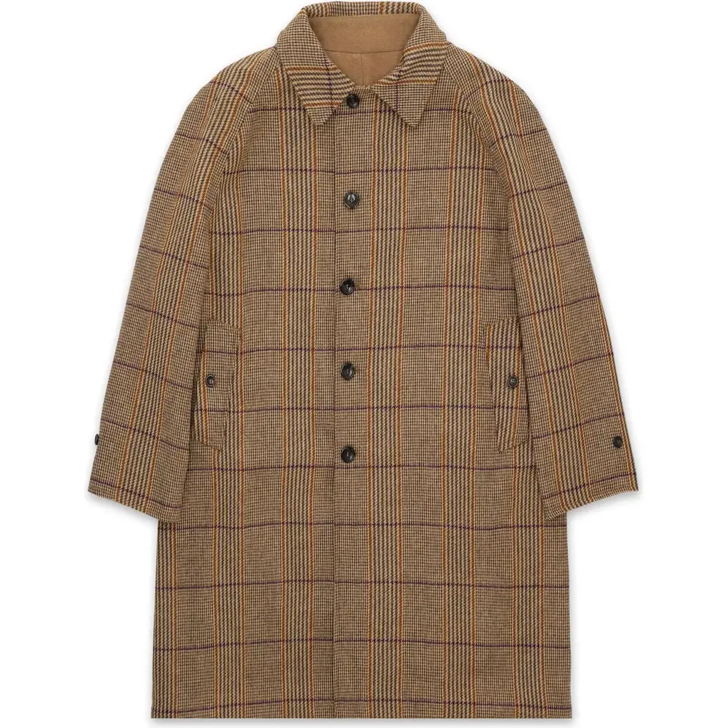 Stanford Check Wool Double-Faced Single-Breasted Coat