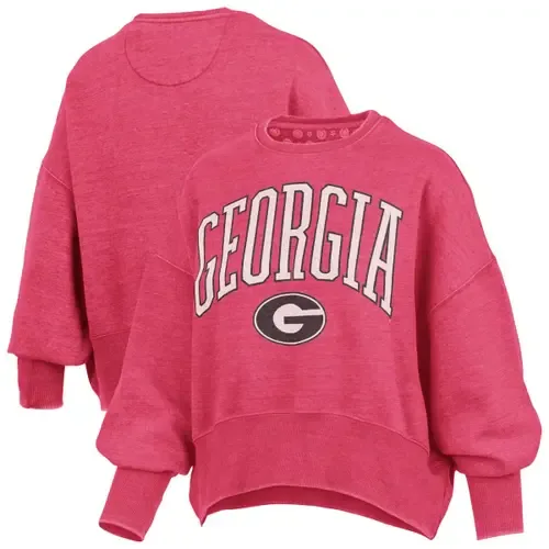 Pressbox Red Georgia Bulldogs Oversized Waist-Length Crewneck Sweatshirt by PRESSBOX