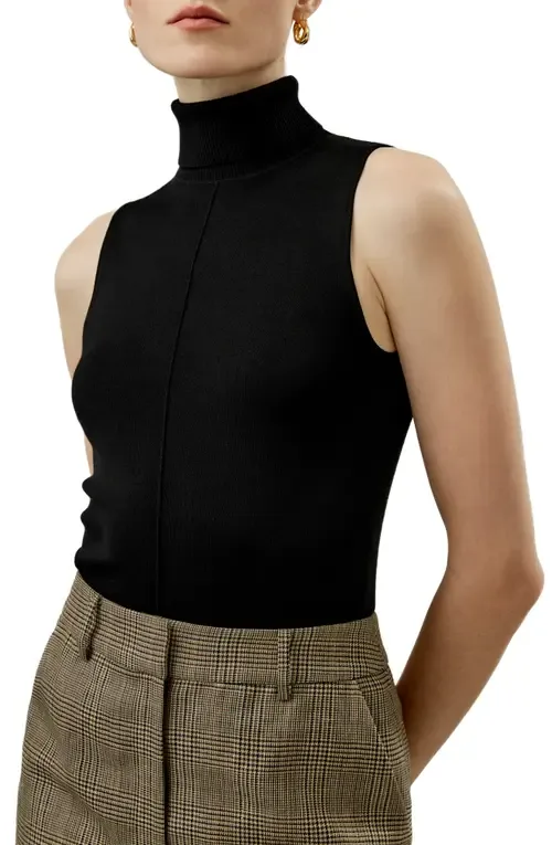 Silk Knitted Turtleneck Sleeveless Top by Lilysilk
