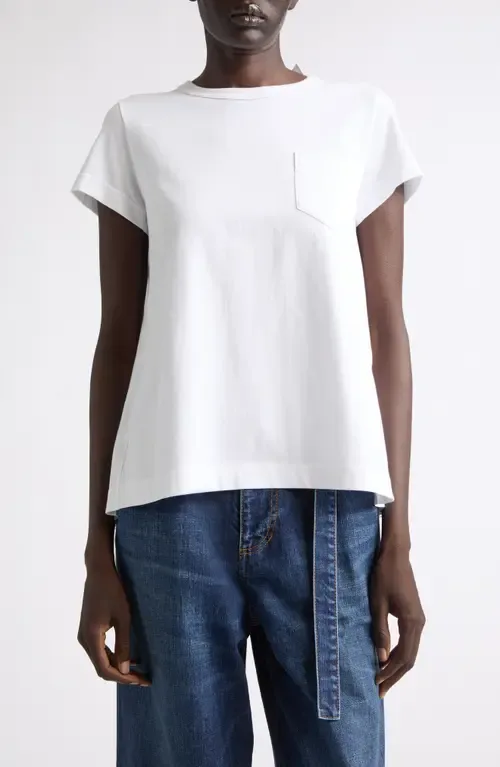 Mixed Media Pleated Poplin & Jersey Pocket T-Shirt by Sacai