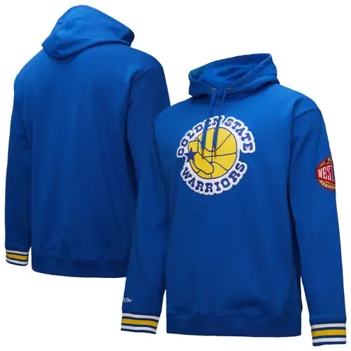 Mitchell & Ness Royal Golden State Warriors Chainstitch Applique Vintage Heavyweight Pullover Hoodie by Mitchell & Ness