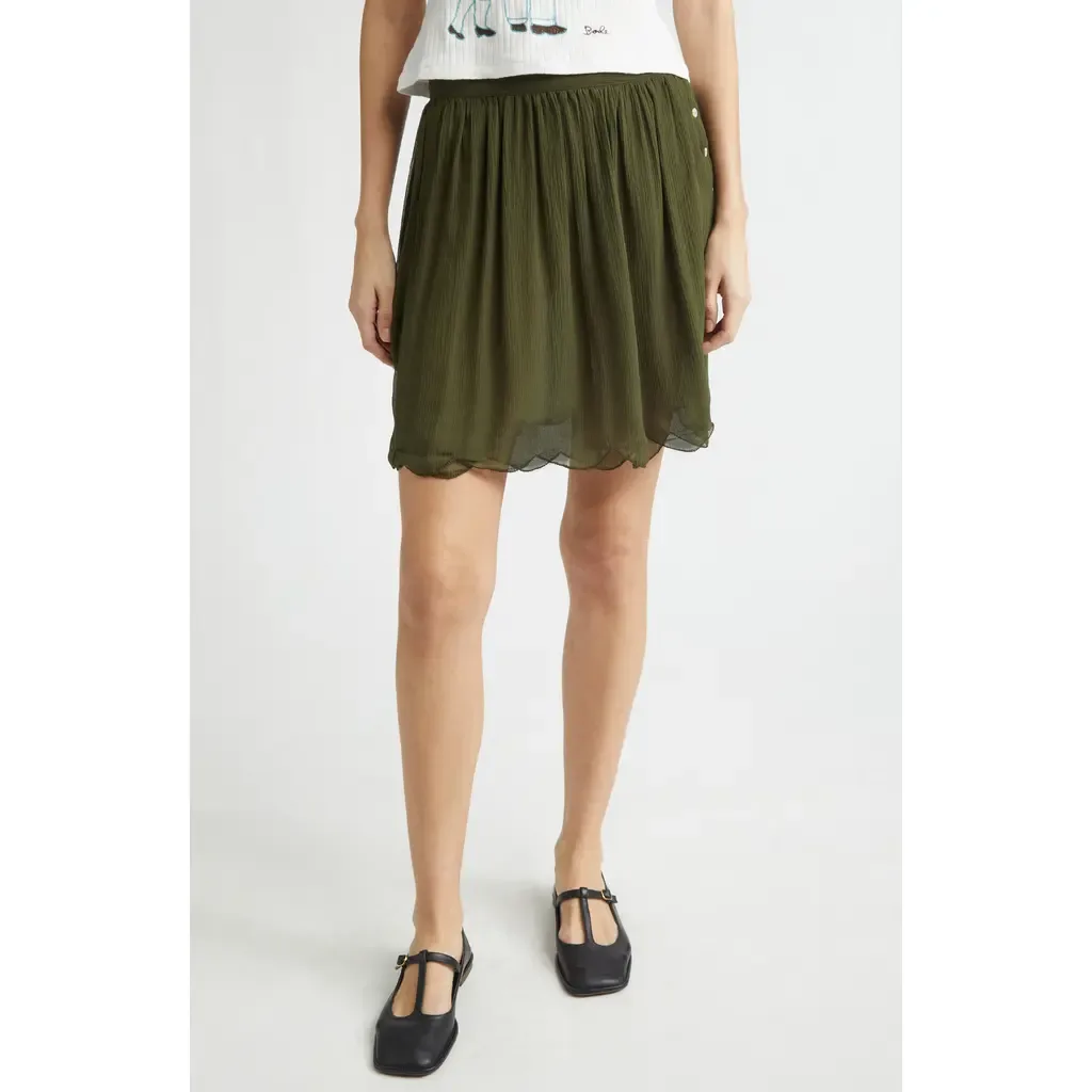 Mab Button Silk Georgette Skirt by Bode