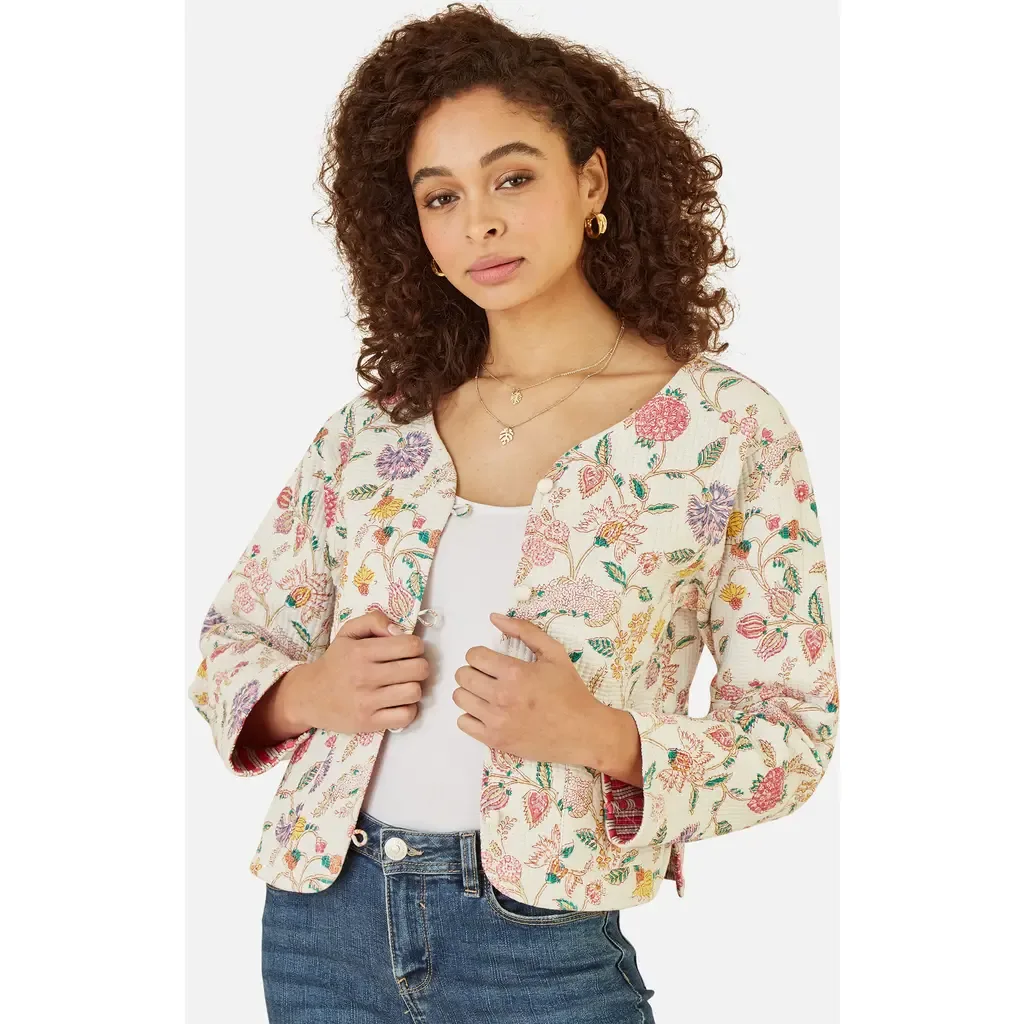 Reversible Floral Quilted Jacket by Yumi