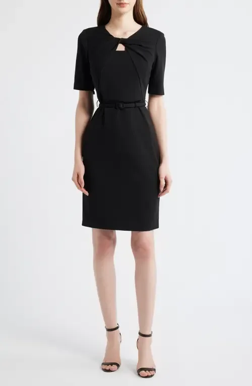 Twist Detail Crepe Sheath Dress by Anne Klein