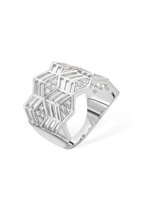Art Deco Full Triangle Ring in Sterling Silver