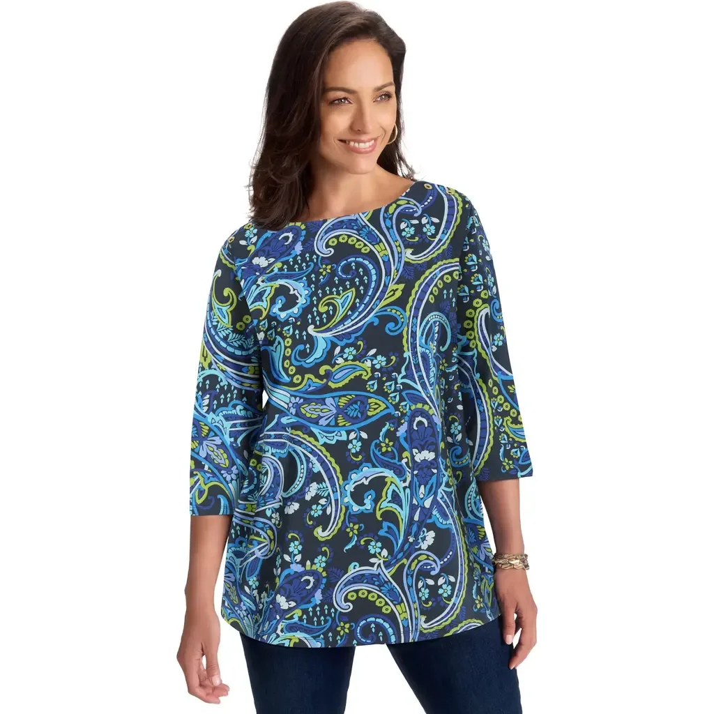 Stretch Cotton Boatneck Tunic