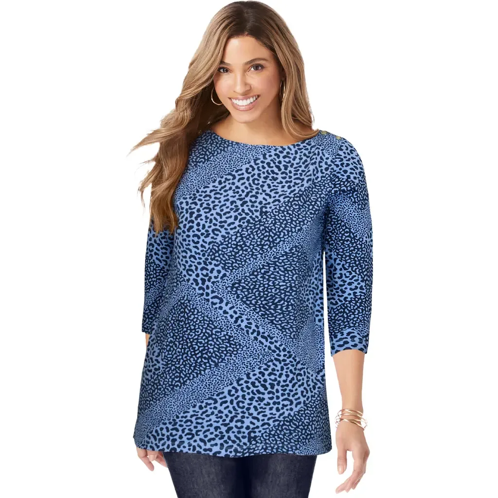 Stretch Cotton Boatneck Tunic