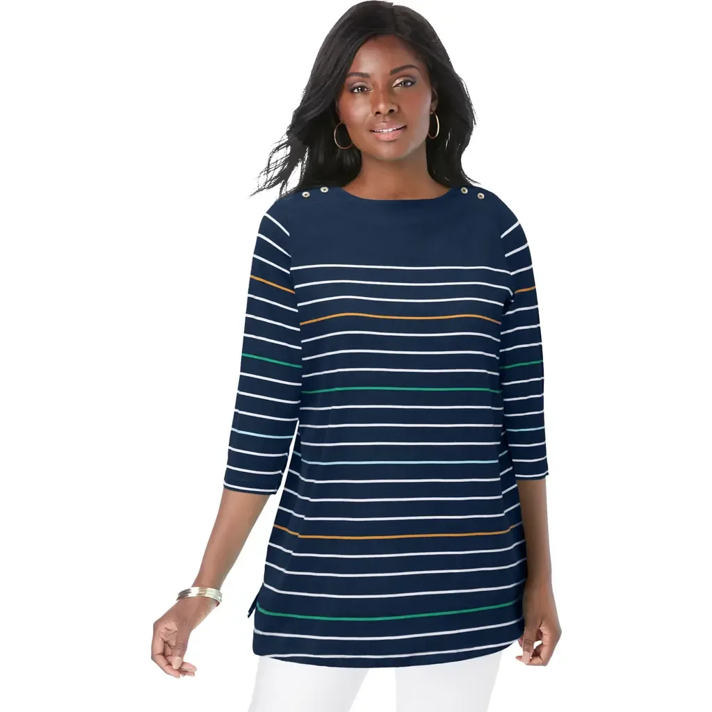 Stretch Cotton Boatneck Tunic