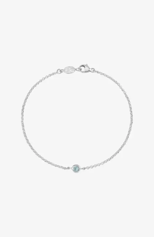 Single Aquamarine Dewdrop Chain Bracelet in Sterling Silver by Dower & Hall