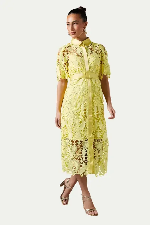 Lace Short Sleeve Shirt Dress by Coast