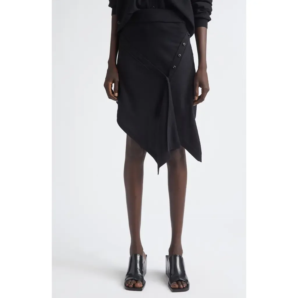 Button Drape Merino Wool Blend Skirt by Lemaire