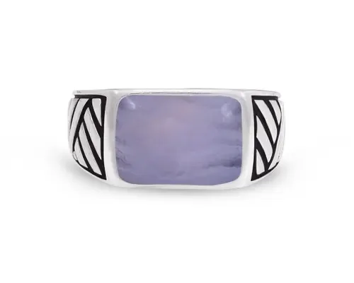 Lace Agate Sterling Silver Signet Ring by LuvMyJewelry
