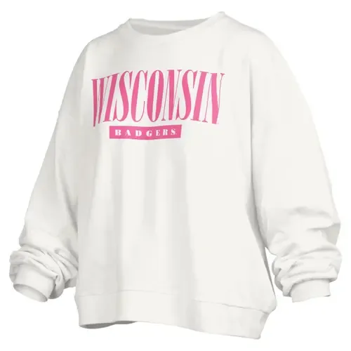 Wisconsin Badgers Sutton Janise Waist Length Oversized Pullover Sweatshirt by PRESSBOX