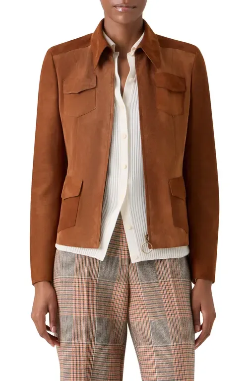 Goatskin Suede Shirt Jacket by Akris punto
