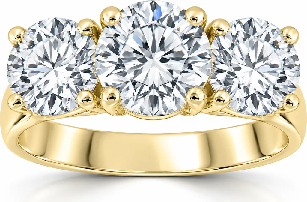 Certified 5Ct Three Stone Diamond Engagement Anniversary Ring 14k Gold Lab Grown by Bliss Diamond