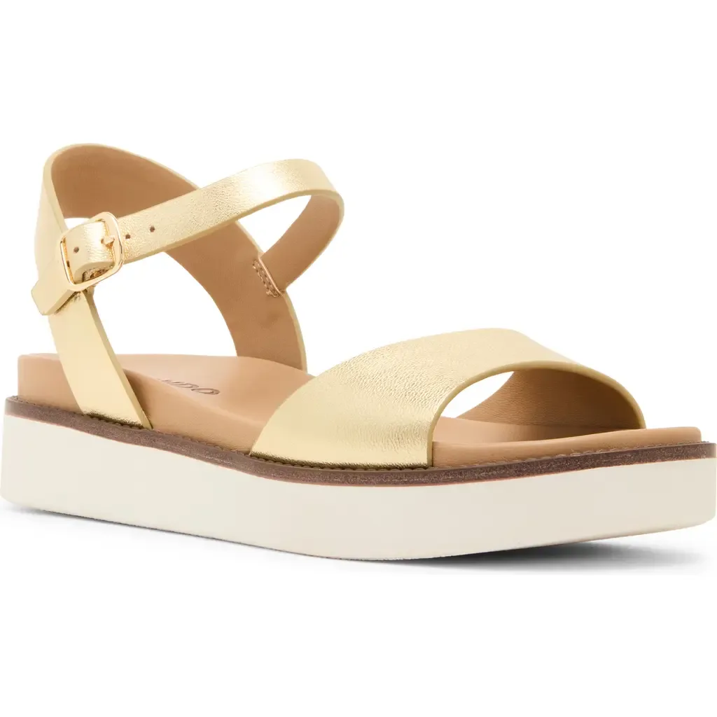 Rifkin Ankle Strap Sandal in Gold Leather by Blondo