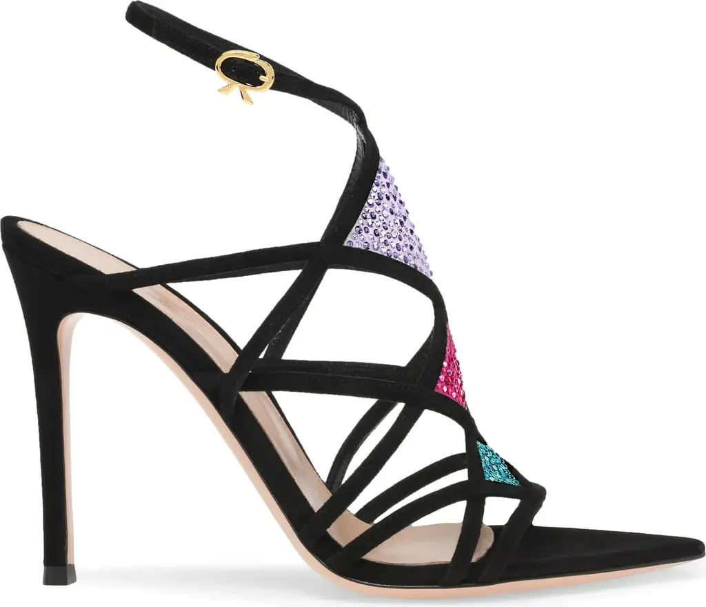 Confetti Sandal in Purple Suede and Fabric by Gianvito Rossi