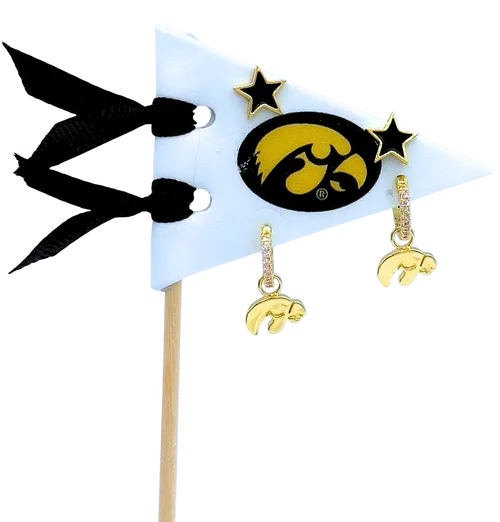 University of Iowa Pennant Pair Earring Set by Color Shout