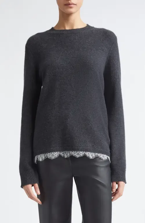 Arvo Lace Trim Cashmere Sweater by Loulou de Saison