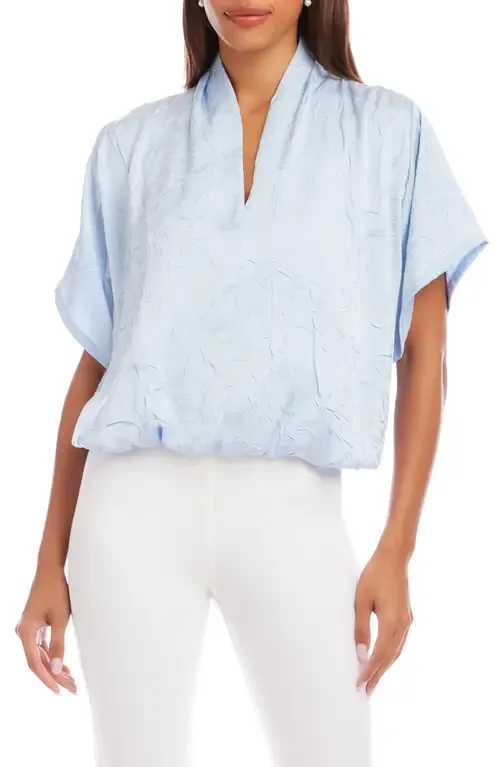 Crushed Satin V-Neck Top by Karen Kane