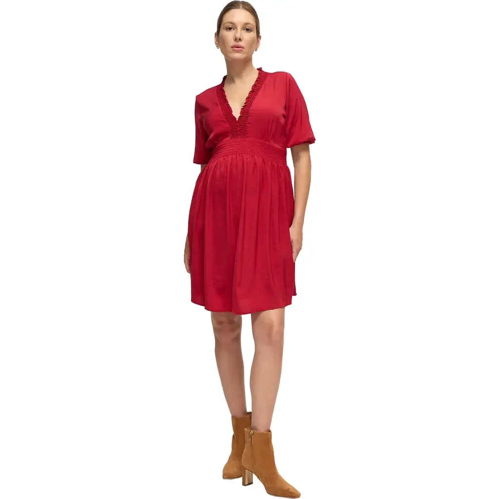 Deep V-Neck Short Sleeve Maternity Mini Dress by Ingrid & Isabel®