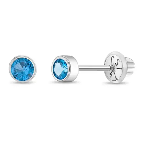14k Bezel Cubic Zirconia Earrings in December by In Season Jewelry