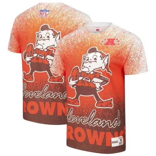 Mitchell & Ness Cleveland Browns Team Burst Vintage Logo T-Shirt by Mitchell & Ness